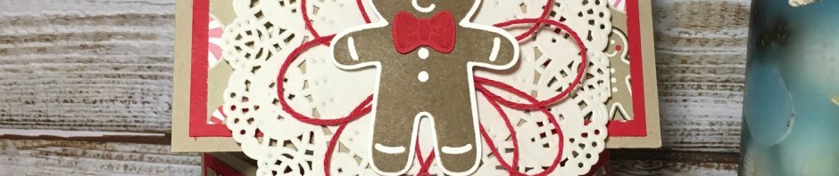 StampinUp Double Dutch Fold Christmas Card made with Cookie Cutter Christmas stamp set, Layering Circles Framelits, Candy Cane Lane DSP, Delicate White Doilies designed by demo Lynn Tague. See more cards and gift ideas at BeyondBeachesandBlessings.com #BeyondBeachesandBlessings