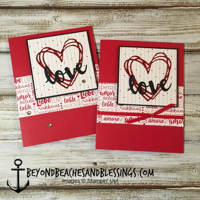 Stampin Up, CAS, Valentine Card, Sunshine Wishes Thinlits, Sending Love Designer Series Paper Stack, designed by Demo Lynn Tague, See more cards and gifts ideas at BeyondBeachesandBlessings.com #BeyondBeachesandBlessings