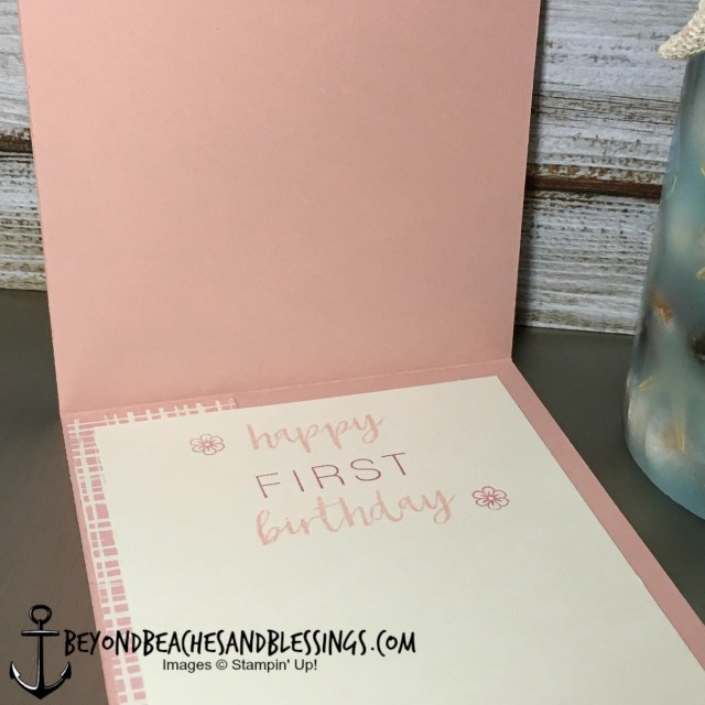 Stampin Up, CAS, Baby's First Birthday Card, Something For Baby Stamp Set, Baby's FIrst Framelits Dies, Playful Palette Designer Series Paper Stack, designed by Demo Lynn Tague, See more cards and gifts ideas at BeyondBeachesandBlessings.com #BeyondBeachesandBlessings
