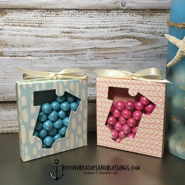 Stampin Up, CAS, Baby Card, Bundle of Love Specialty Designer Series Paper, Sixlets candies, designed by Demo Lynn Tague, See more cards and gifts ideas at BeyondBeachesandBlessings.com #BeyondBeachesandBlessings